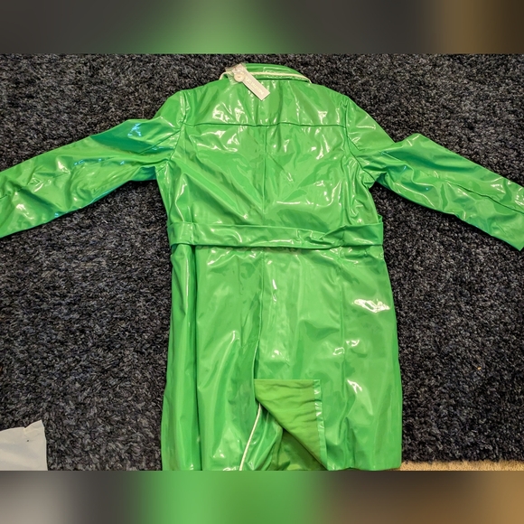 Frances Valentine Morton Rain Coat Vegan Leather Green Oyster - Picture 14 of 16